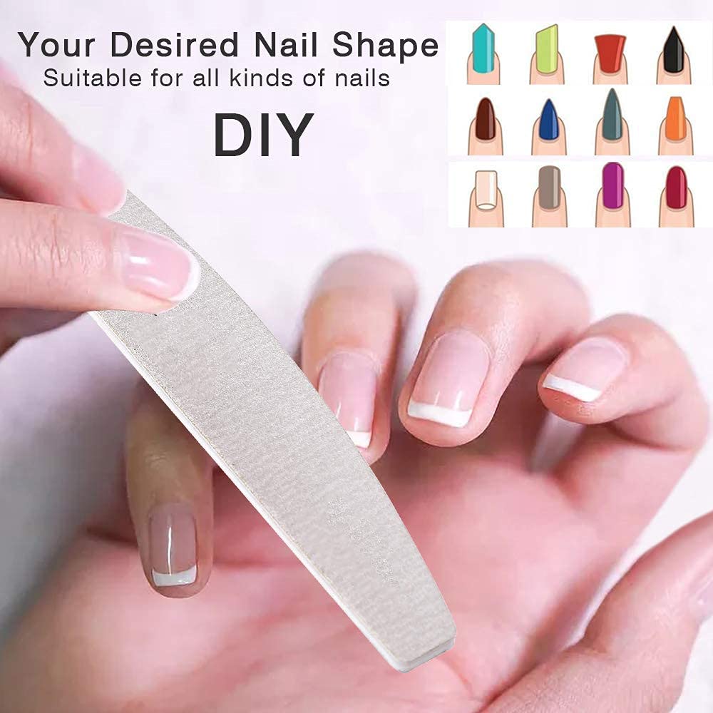 MAYCREATE Nail Files Buffers Kit 20pcs with Dual Sided 100 180 Grit for Manicure | Washable Emery Boards for Acrylic & Gel Nails