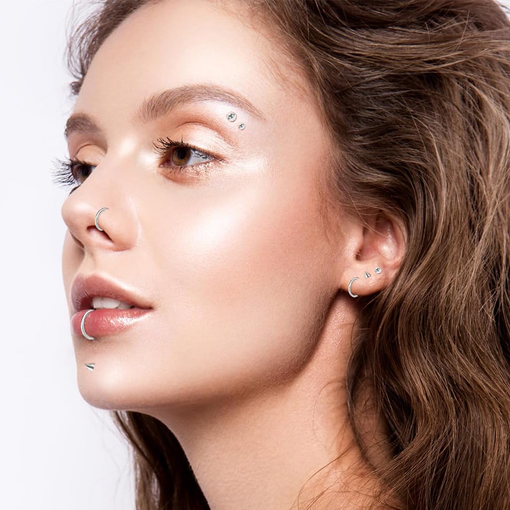 MAYCREATE Nose Ring without Piercing for Stylish Looks featuring 155 pcs Set with Adhesive Tabs
