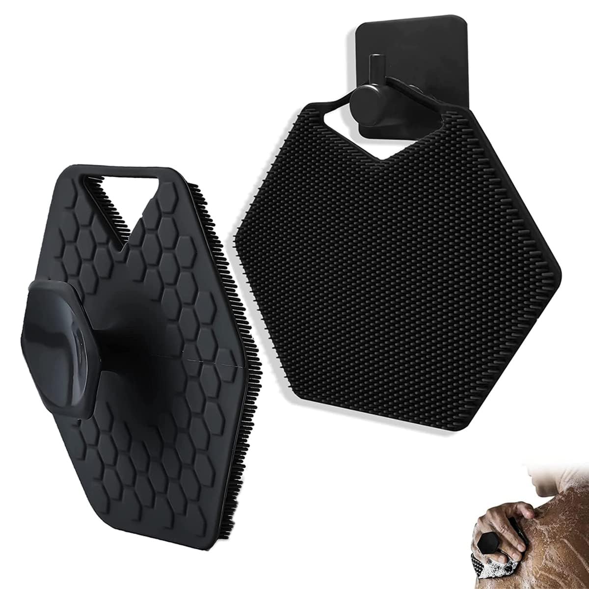 MAYCREATE Silicone Body Scrubber for Sensitive Skin with Soft Bristles and Handy Grip | Pink