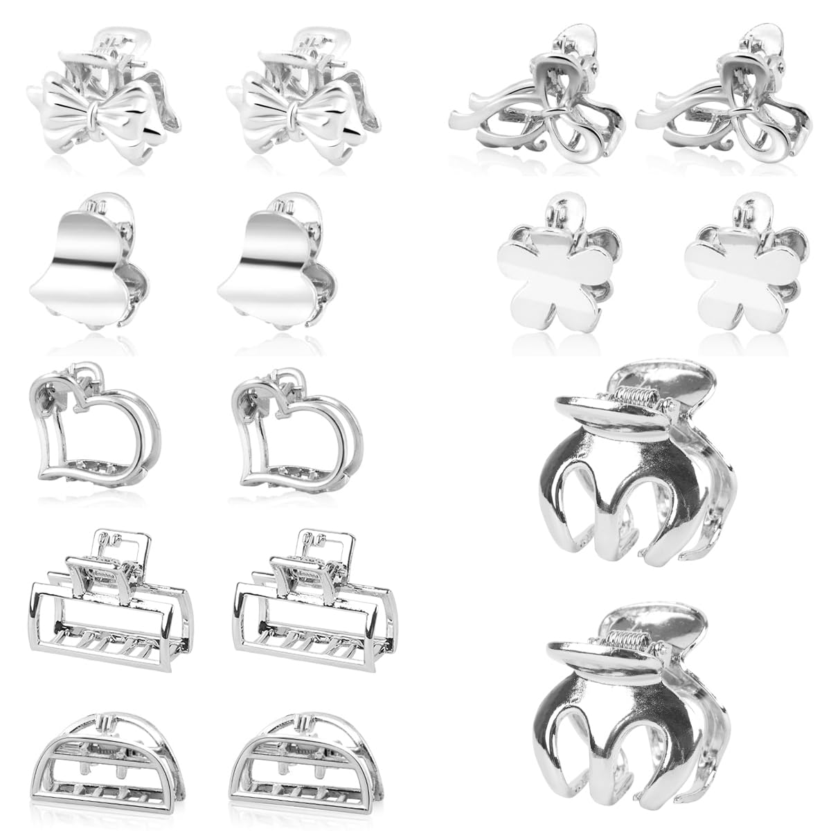 MAYCREATE Claw Clips for Women with Strong Grip Teeth featuring 16 Silver Metal Designs | Y2K Hair Accessories
