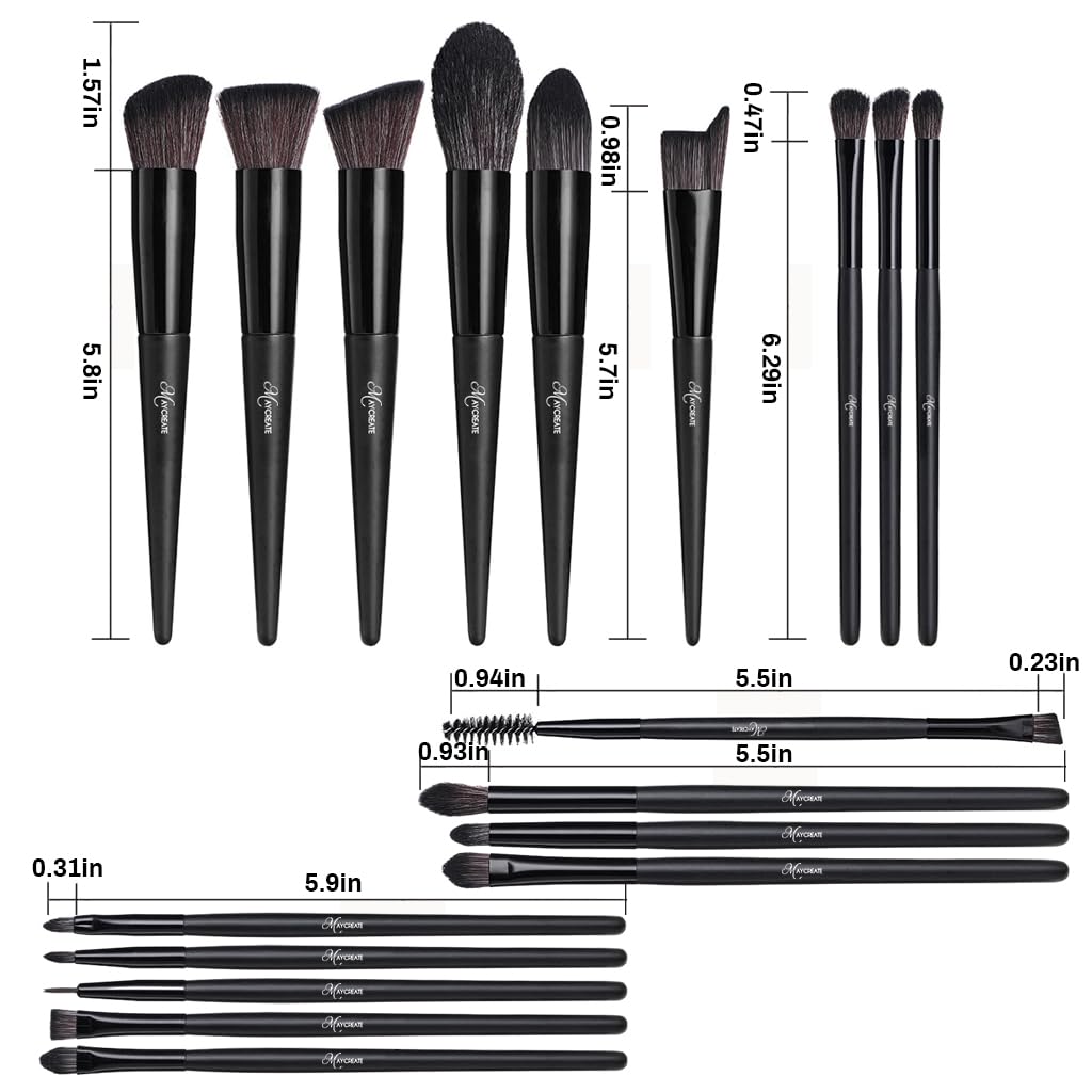 MAYCREATE Makeup Brush Set for Beginners and Artists featuring 18 pcs Synthetic Brushes | Soft No‑Shedding Bristles with Non‑Slip Wood Handles