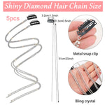MAYCREATE Rhinestone Hair Clip Chains for Women featuring 20 in Tassel Silver Braids | 5Pcs