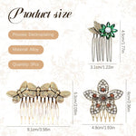 MAYCREATE 3pcs Hair Comb Clip Vintage Comb Hair Clips for Women Gold Metal Rhinestone Hair Side Combs for Women Decorative Bun Clips Crystal Bridal Hair Pins