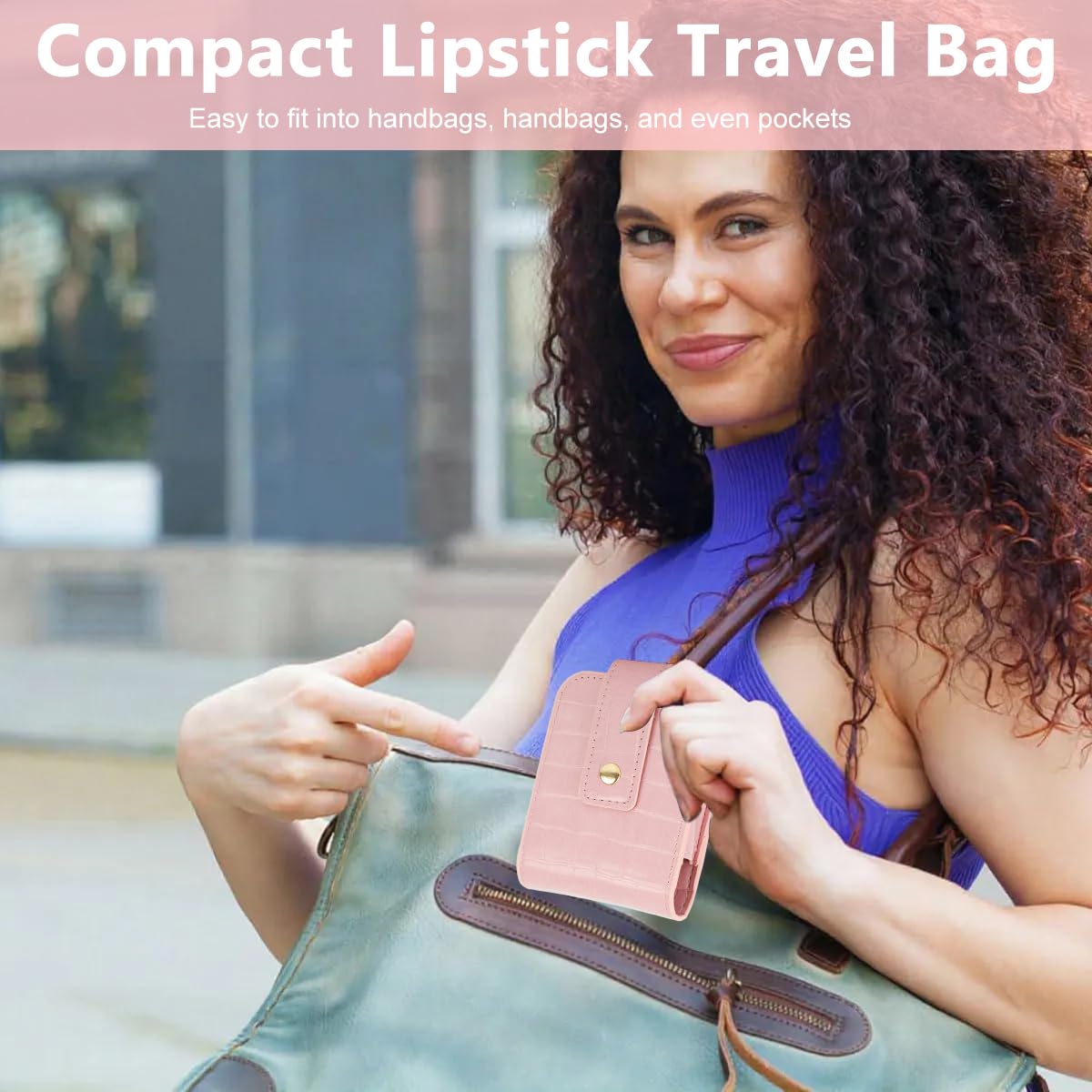 MAYCREATE Lipstick Travel Pouch for On the Go Touch Ups with Mirror 8x10cm PU Case