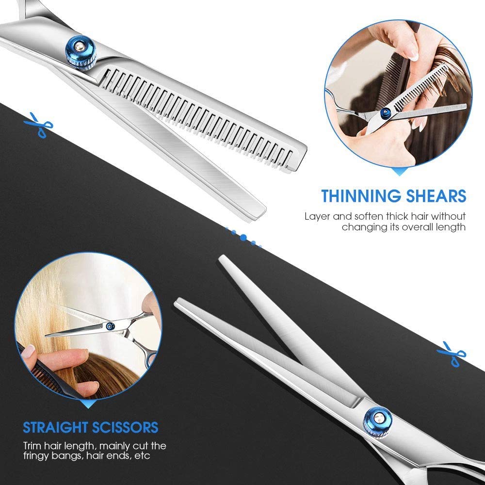 MAYCREATE® Hair cutting scissor Professional Stainless Steel Hair Cutting Thinning Scissors Hairdressing Styling Set For Barber or Beauty Saloon Home