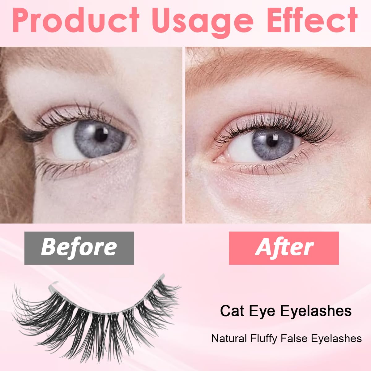 MAYCREATE False Eyelashes for Natural Cat Eye Look featuring 7 Pairs 3D Fluffy Wispy Strips