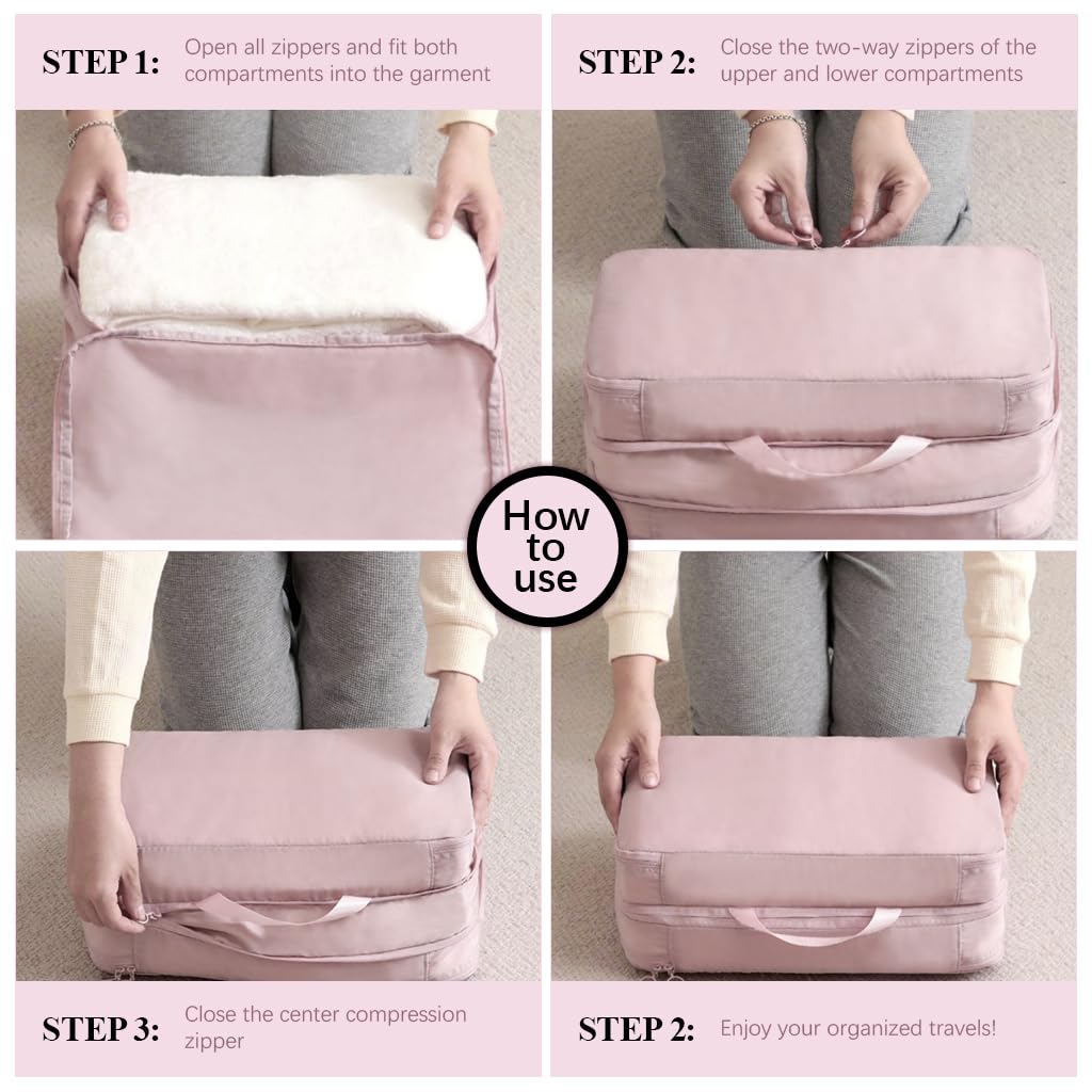 MAYCREATE Compression Packing Cubes for Clothes with Double Layer Design and Waterproof Fabric 33x22x18cm