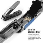 MAYCREATE Nail Cutter Set for Home and Travel with Wide Jaw and Nail Collection Bin | Stainless Steel Clippers and File in Storage Case