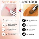 MAYCREATE Silicone Lipstick Brush for Lipstick Gloss and Balm | 3Pcs Reusable Set with Fine Bristles and Protective Caps