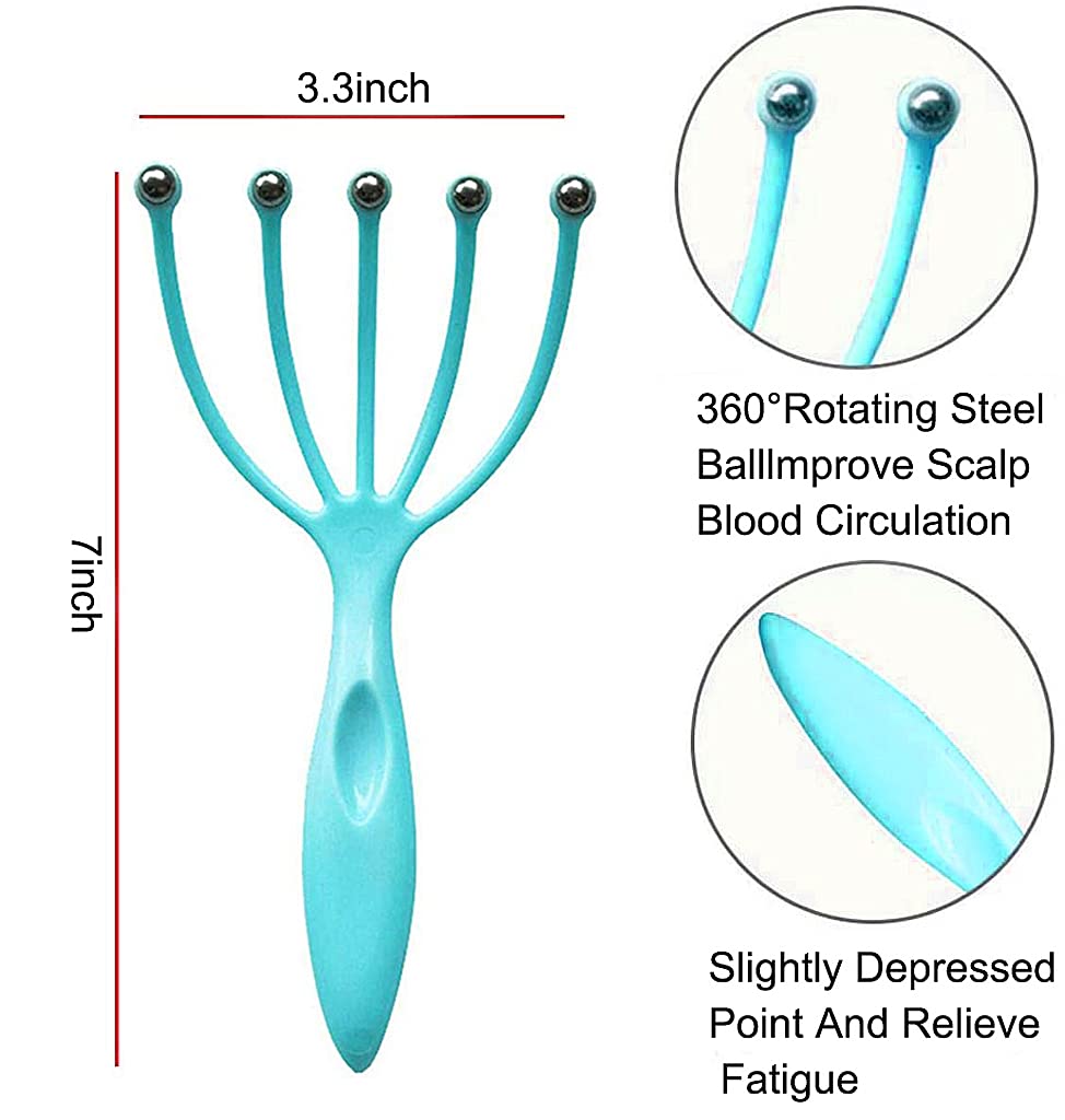 MAYCREATE Head Massager for Scalp Relaxation with 5 Fingers Steel Balls and Non Slip Handle | Stress Relief and Improved Sleep