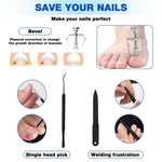 MAYCREATE Fingernail Toenail Clippers Set for Thick and Ingrown Nails with Ergonomic Stainless Steel Tools | 6 Piece Pedicure Kit for Men and Women