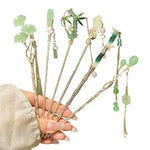 MAYCREATE® 6Pcs Hair Sticks Gold White Hair Stick with Pearl Flower Bamboo Leaves Design Metal Chopsticks Bun Updo Holders Long Thick Accessories for Women