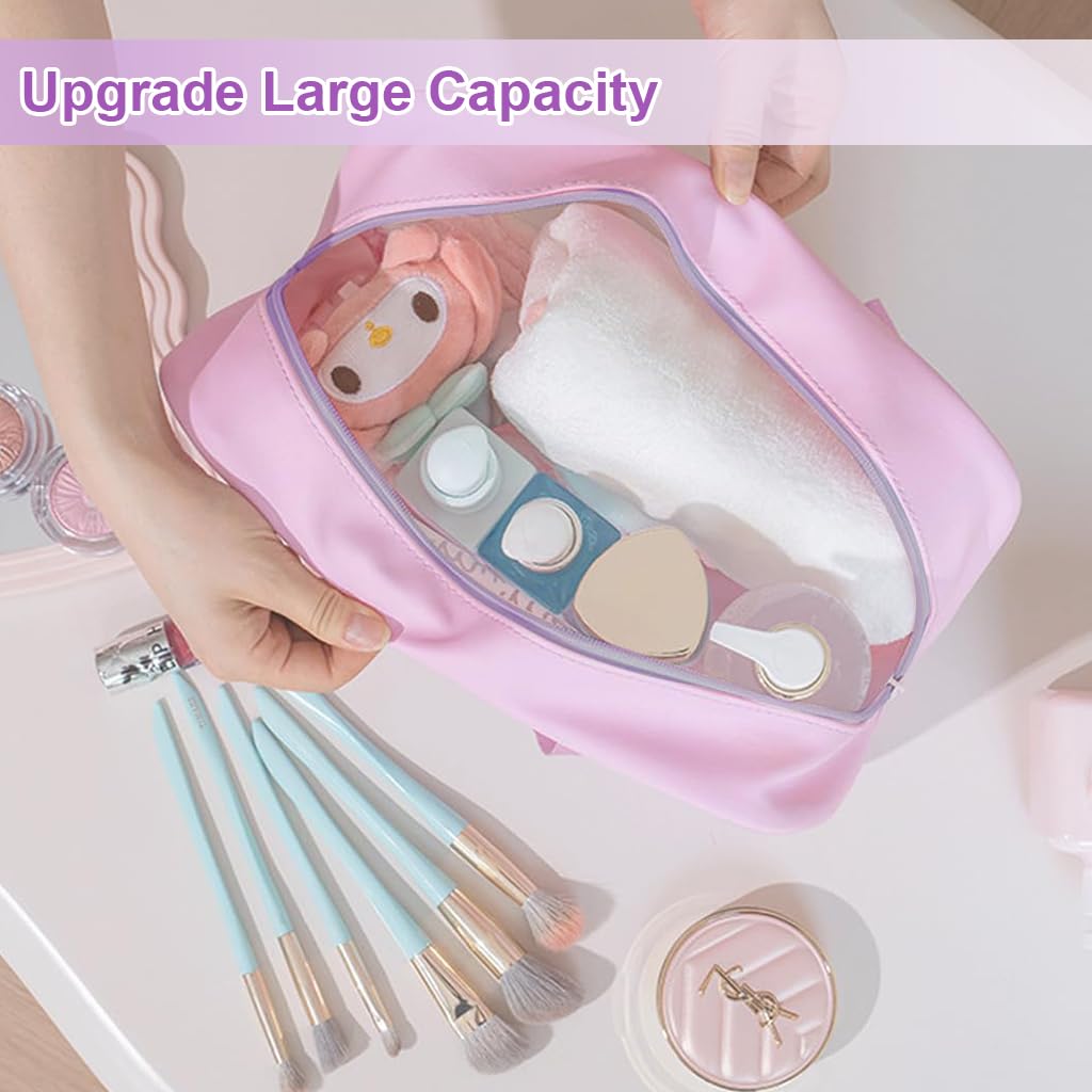MAYCREATE Toiletry Bag for Travel with Secure Zipper and 30x20x10 cm Waterproof PVC Design | Kuromi Makeup Pouch for Women