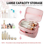 MAYCREATE Makeup Pouch Bag for Travel with Double Layer Organizer Design and Pink Nylon Mesh