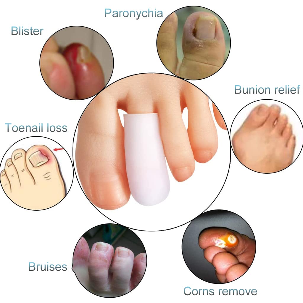 MAYCREATE Toe Separator for Big Toe Pain Relief with 3 Pairs 2 in Silicone Gel Caps | Prevent Blisters and Corns