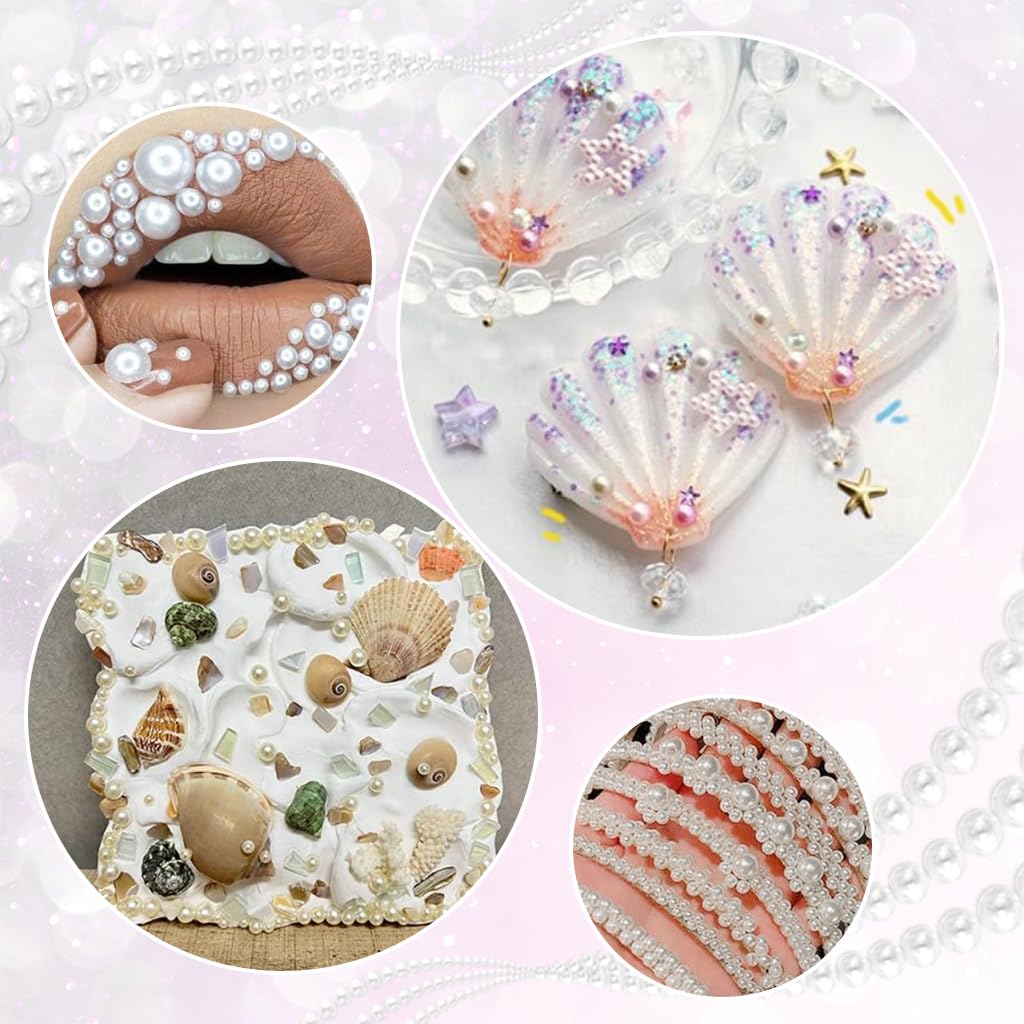 MAYCREATE Pearls Face Gems for Makeup and DIY Crafts with 12 Sheets 2064 pcs | Self Adhesive Acrylic Stickers