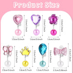 MAYCREATE 7 Pairs Earinging for Girls Stylish Clip On Earrings for Non Pierced Ears Kids Earrings for Girls Color Resin Crystal Earrings Jewelry Pretend Play Party Favor Dressing Up Jewelry