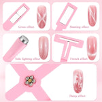 MAYCREATE Nail Magnet Set for Cat Eye Gel Polish with 5 in 1 Wand | Pink Nail Art Tool