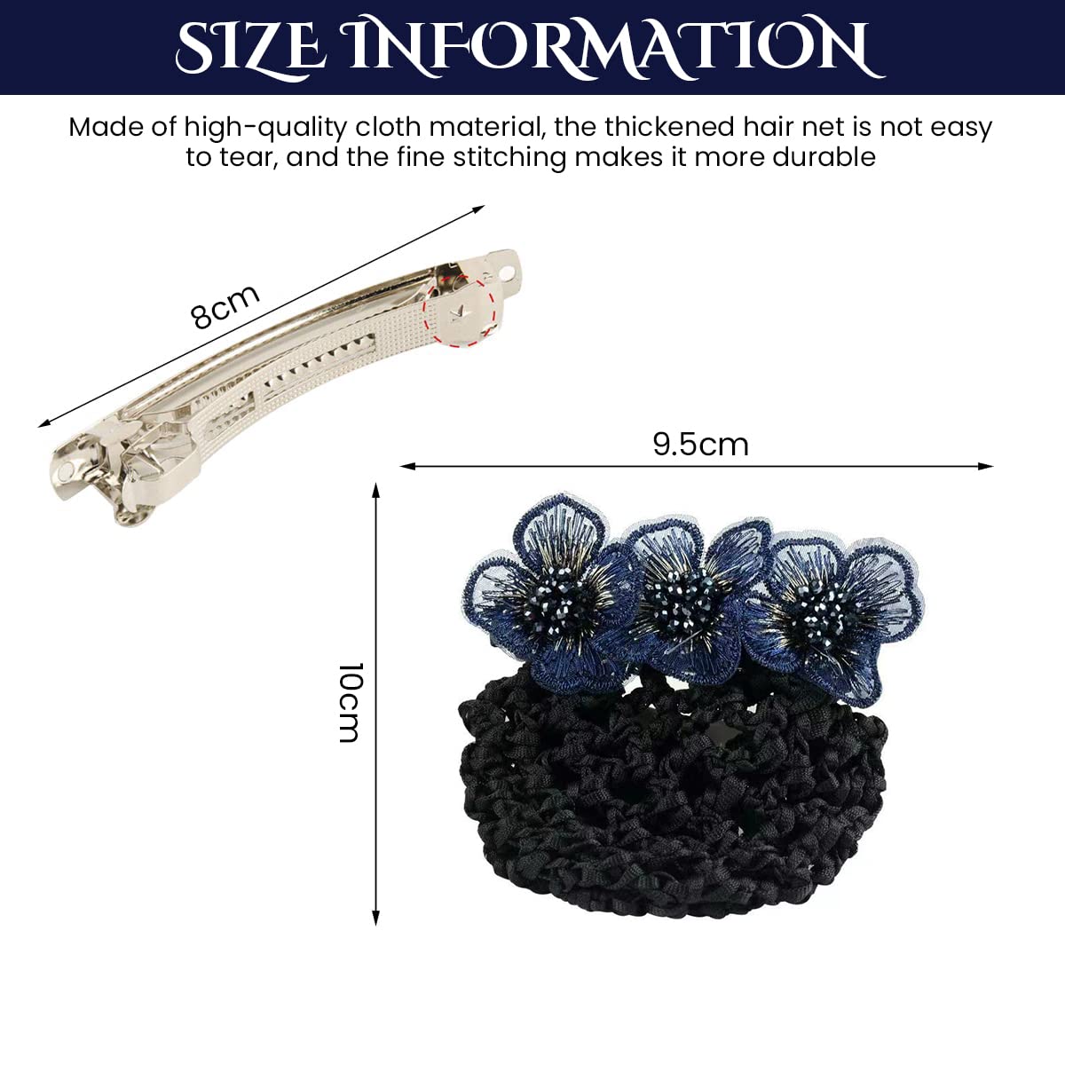 MAYCREATE Hair Snood Net for Women featuring Embroidered Flower Clip Mesh | 2 PCS for Work and Dance