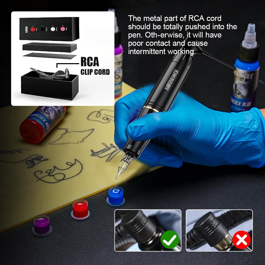 MAYCREATE Tattoo Machine Kit with 20 Cartridge Needles and Ergonomic Rotary Pen | for Beginners and Professional Artists