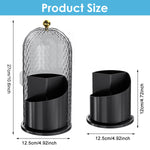 MAYCREATE Makeup Brush Holder for Vanity and Bathroom with 360 Rotating Base | 12.3×27 cm Clear Black Organizer