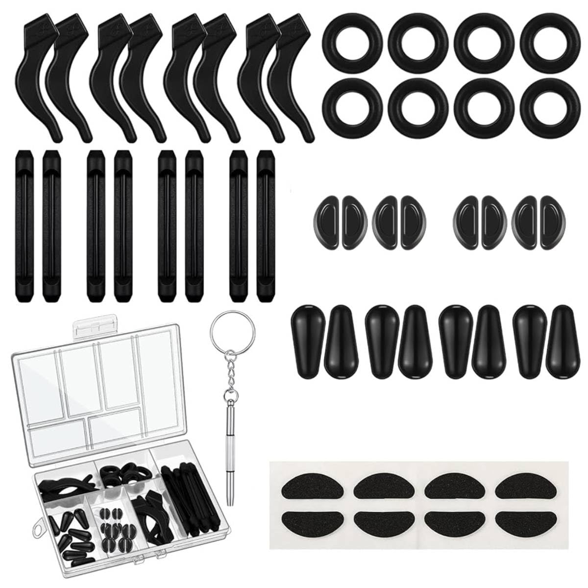 MAYCREATE Eyeglass Nose Pads Kit for Glasses Repair with Screwdriver and Tweezers 60 Pairs