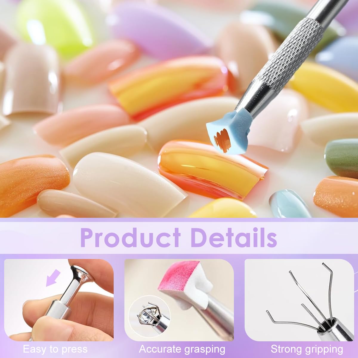 MAYCREATE Nail Sponges for Ombre with Grabbing Pen and Storage Box | 100PCS DIY Gradient Tools