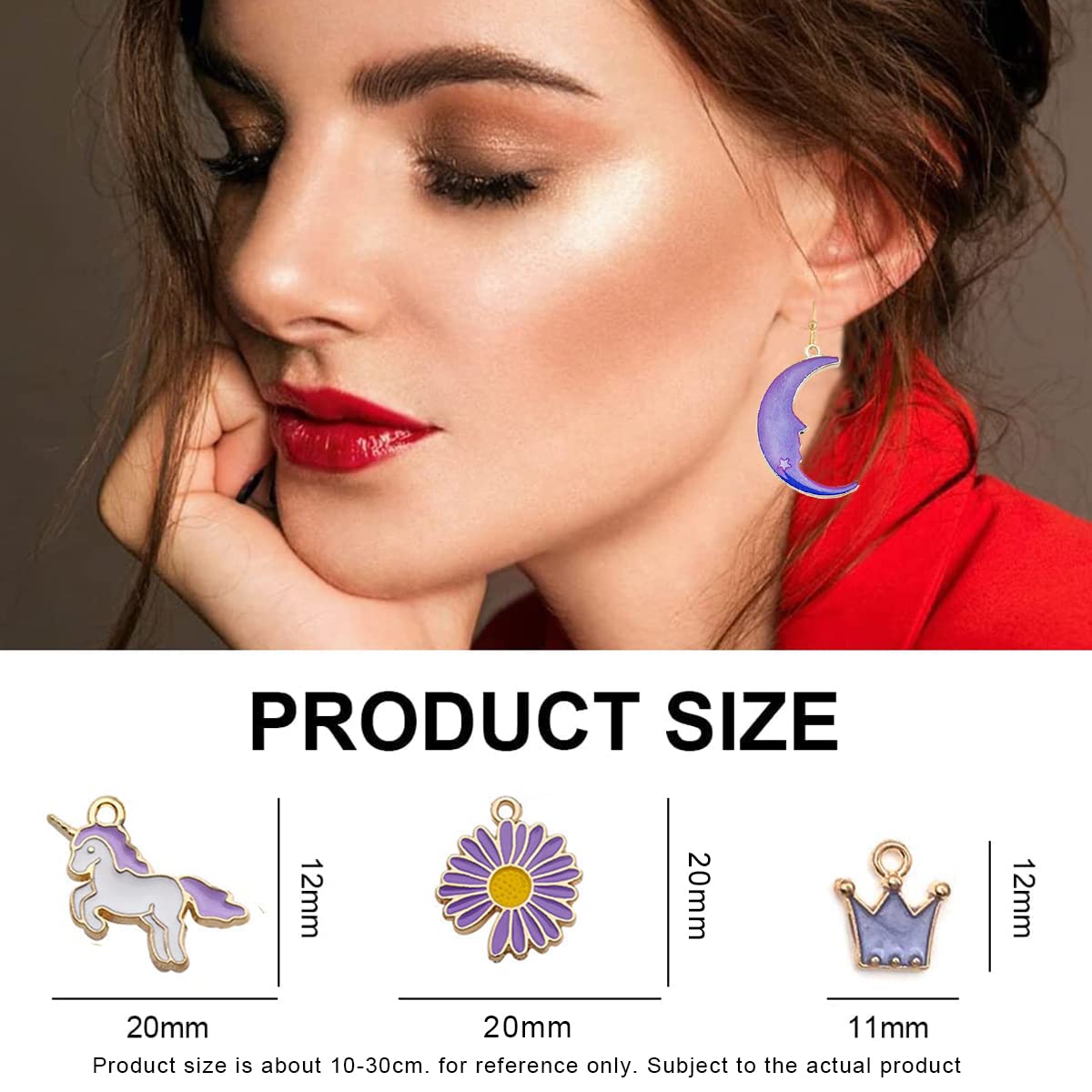 MAYCREATE® 31Pcs Gold Plated Enamel Pendants Set Necklace Bracelet Charms for DIY Jewelry Making Charms and Crafting, Unicorn Moon Star Flower Fish Shell Pendant Kit (Purple)