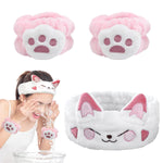 MAYCREATE Face Wash Headband Set for Women with 3Pcs Plush Elastic Bands | Spa Makeup Use