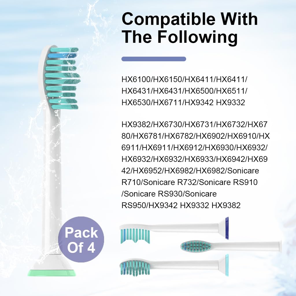 MAYCREATE® 4Pcs Toothbrush Replacement Heads for Philips Sonicare Soft Dupont Bristles Electric Toothbrush Replacement Suitable for Philips Sonicare Toothbrush