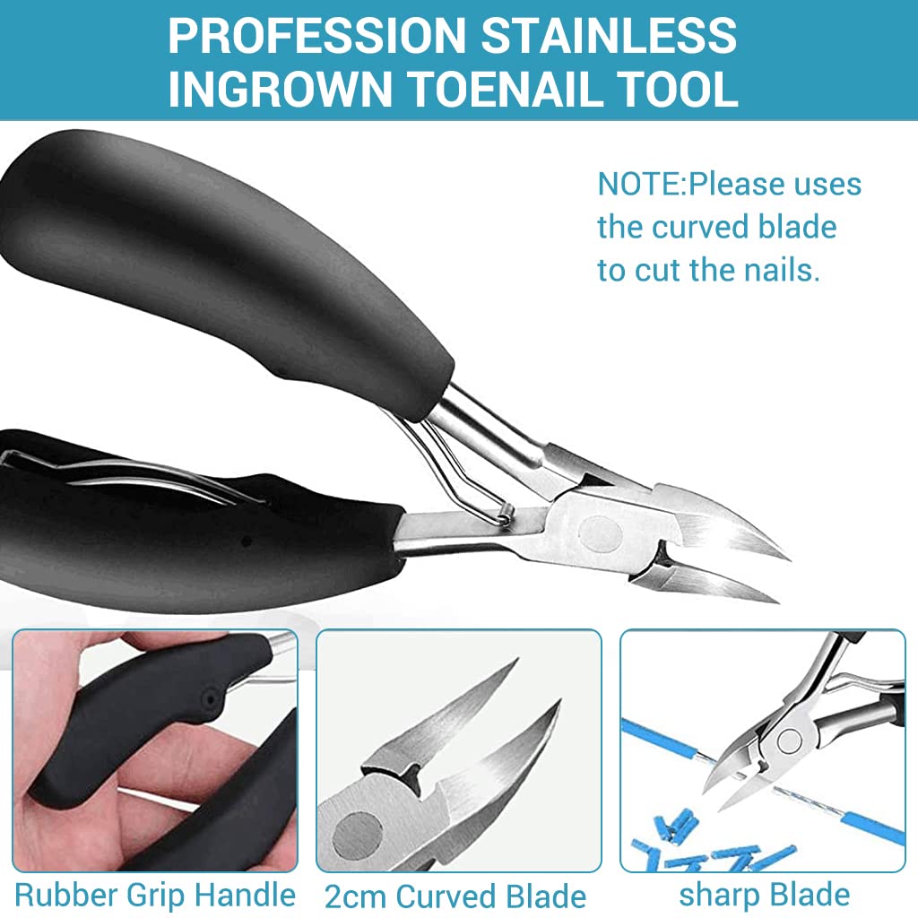 MAYCREATE Ingrown Toenail Clippers for Thick Nails with Ergonomic Handle featuring 9PCS Stainless Steel Tools | for Men and Seniors Pedicure Care