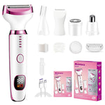 MAYCREATE Electric Razor Shavers for Women with 5 Attachments and LCD Display | Rechargeable Wet & Dry Trimmer for Face Body and Bikini