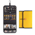 MAYCREATE® Jewellery Organisers Pouch Large Hanging Foldable Jewelry Bag Yellow Felt Wall-mountable Travel Portable Jewelry Organizer for Earrings, Rings, Bracelets, Necklaces, Essentials