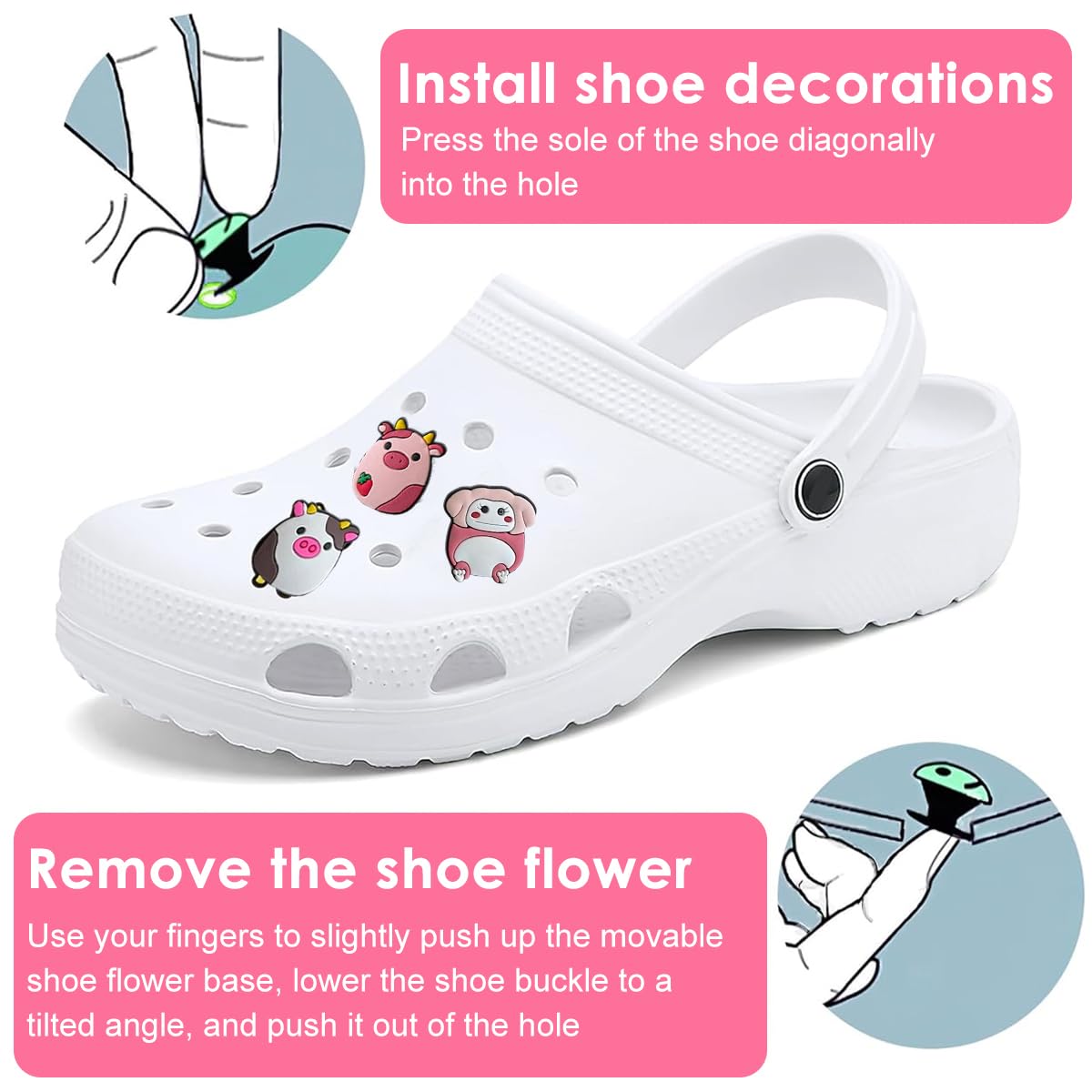 MAYCREATE Shoe Charms for Kids and Adults featuring 36 pcs easy snap PVC designs | Fun Gifts