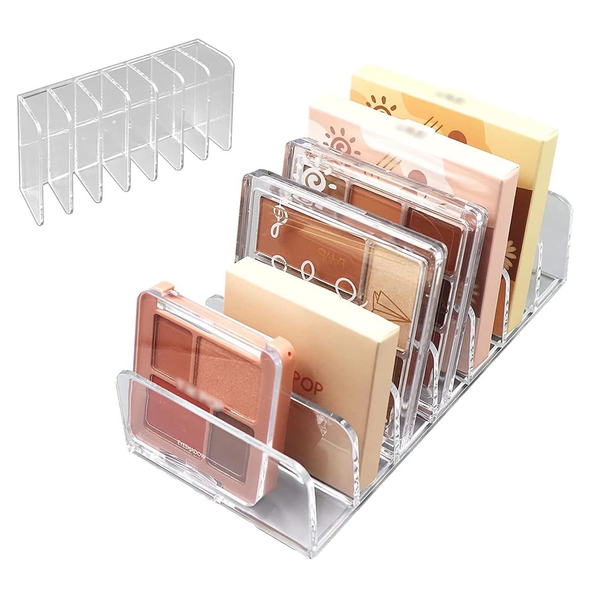 Maycreate Acrylic Eyeshadow Palette Organizer with 7 Compartments 60x41x55cm | Transparent Makeup Storage Holder