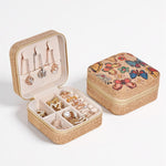 MAYCREATE® Jewelry Organizer Box Small Retro Butterfly Print Travel Jewelry Case Portable PU Leather Mini Storage for Rings, Earrings, Necklaces, Bracelets