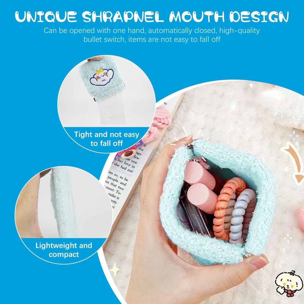 MAYCREATE Small Pouches for Women 3Pcs 5 in Set with Elastic Closure and Water Resistant Fabric | Cute Cartoon Design for Makeup Coins and Sanitary Pads