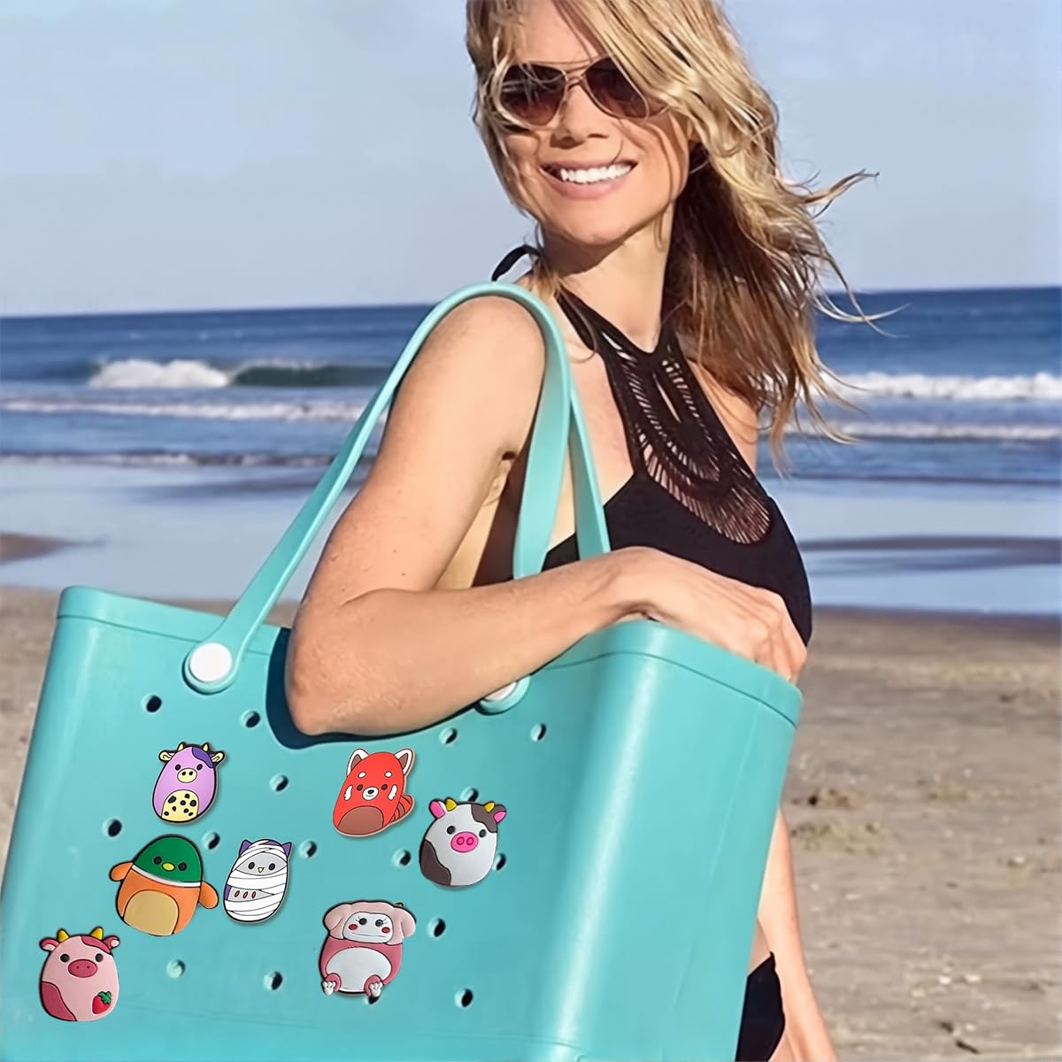 MAYCREATE Shoe Charms for Croc Style Shoes featuring Silver Bear Theme and Faux Pearls for Girls and Women