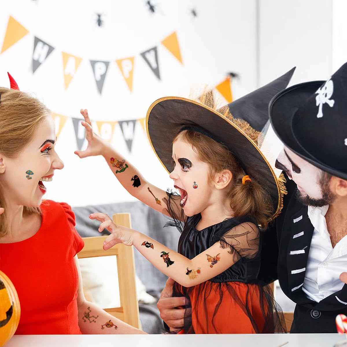 MAYCREATE Halloween Temporary Tattoos for Kids with 30 Sheets Waterproof Design | Fun Party Favors