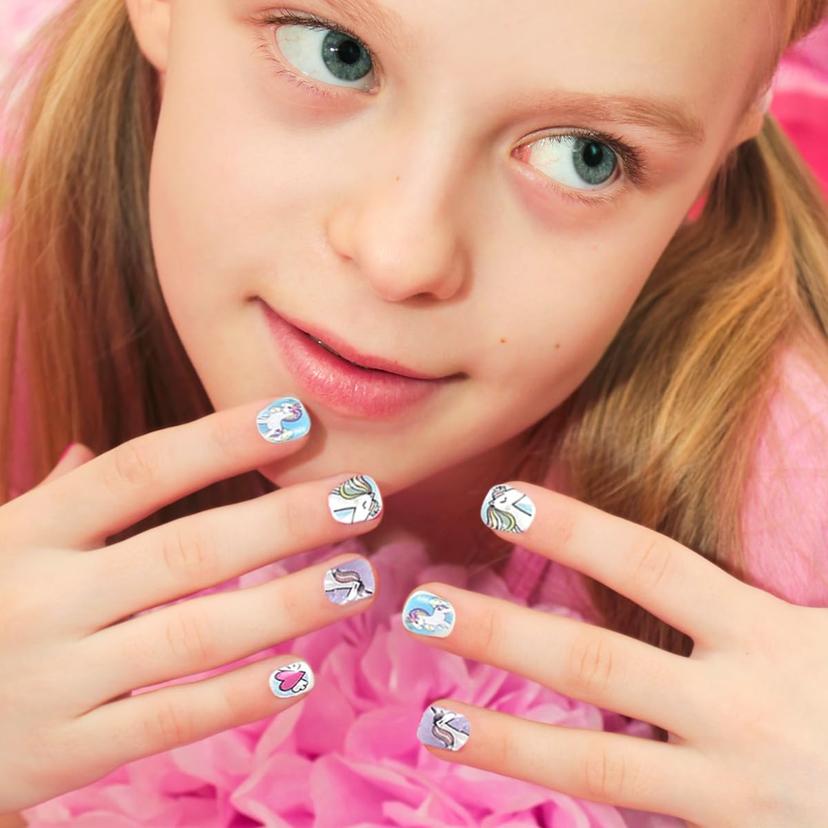MAYCREATE Nail Stickers for Kids with 6 Sheets Cute Cartoon Unicorn Decals | DIY Party Fun