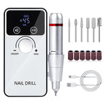 MAYCREATE® Cordless Nail File with 6 Drill Bits & Sanding Bands 45000RPM Electric Nail Drill with LCD Display Adjustable Multipurpose USB Nail Drill for Acrylic & Gel Nail Polishing, DIY Nail Art