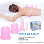 MAYCREATE Silicone Cupping Therapy Set for Face Neck and Body Massage with Strong Suction | Set of 4 Pink Cups