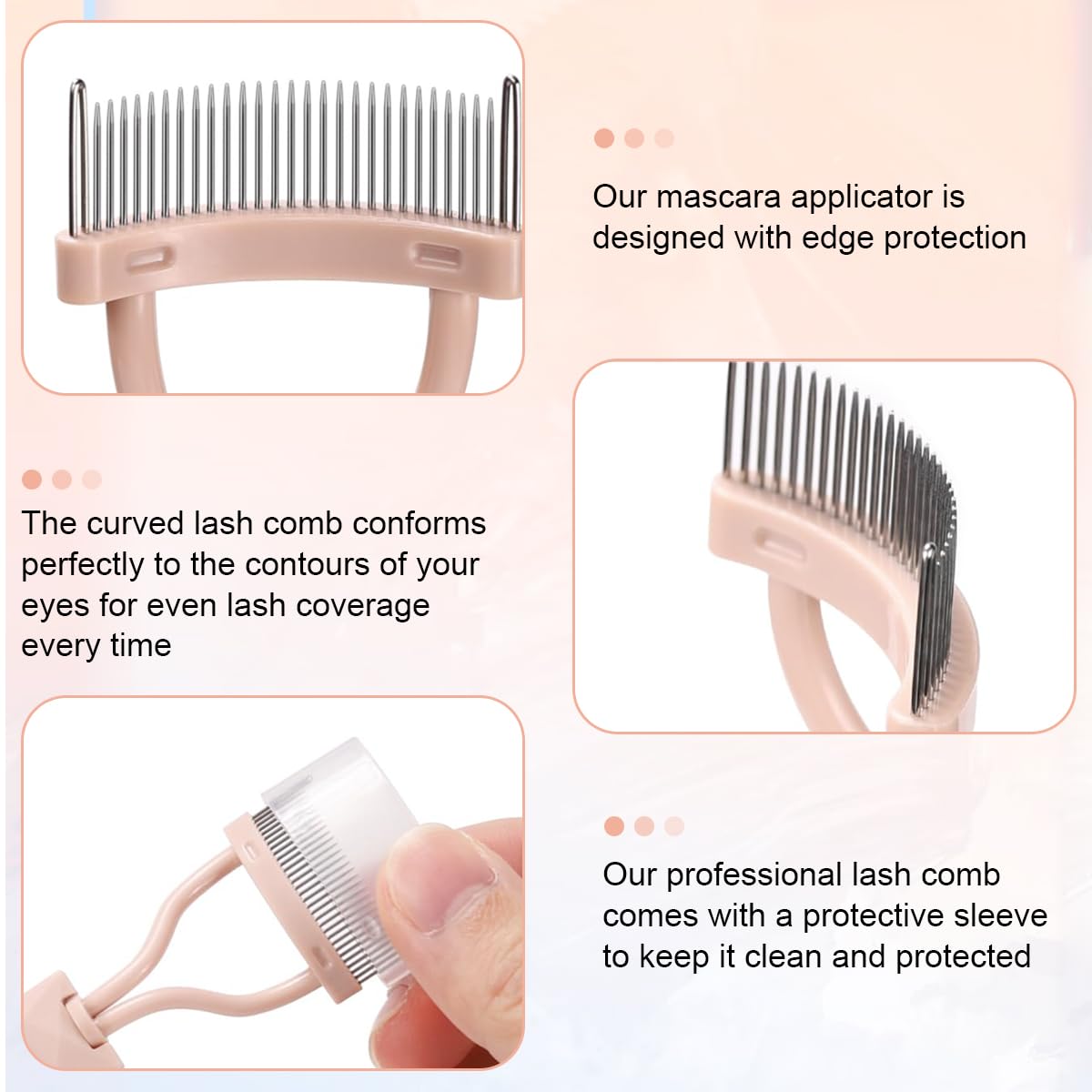 MAYCREATE® Eyelash Comb Separator, Eyelash Separator Eyelash Comb Lash Separator Tool, Mascara Brush Eyelash Brush Separator Mascara Comb Arc Designed Mascara Applicator With Cover