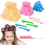 MAYCREATE Heatless Hair Curler Roller Kit with 18 Self Grip Rollers and 6 Bang Clips | Nylon Fiber Curlers for Home or Travel Styling