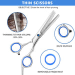 MAYCREATE Hair Cutting Scissors Kit with 2 Straight & 1 Thinning Scissor Set | Adjustable Screw Case