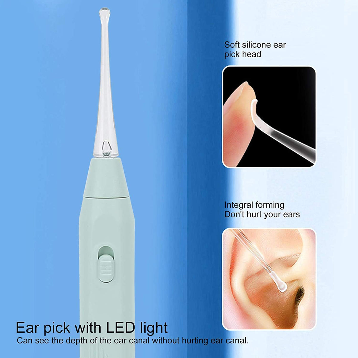 MAYCREATE Ear Cleaner Kit with LED Light for Safe Wax Removal featuring 3pcs Tools | Stainless Steel Design for Baby and Adult Use