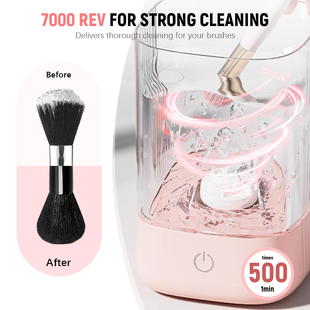 MAYCREATE® Electric Makeup Brush Cleaner, Automatic Makeup Brush Cleaning Machine with Drying Rack & Handle, 2 in 1Multi Makeup Brushes Cleaner Tool (USB Rechargeable )