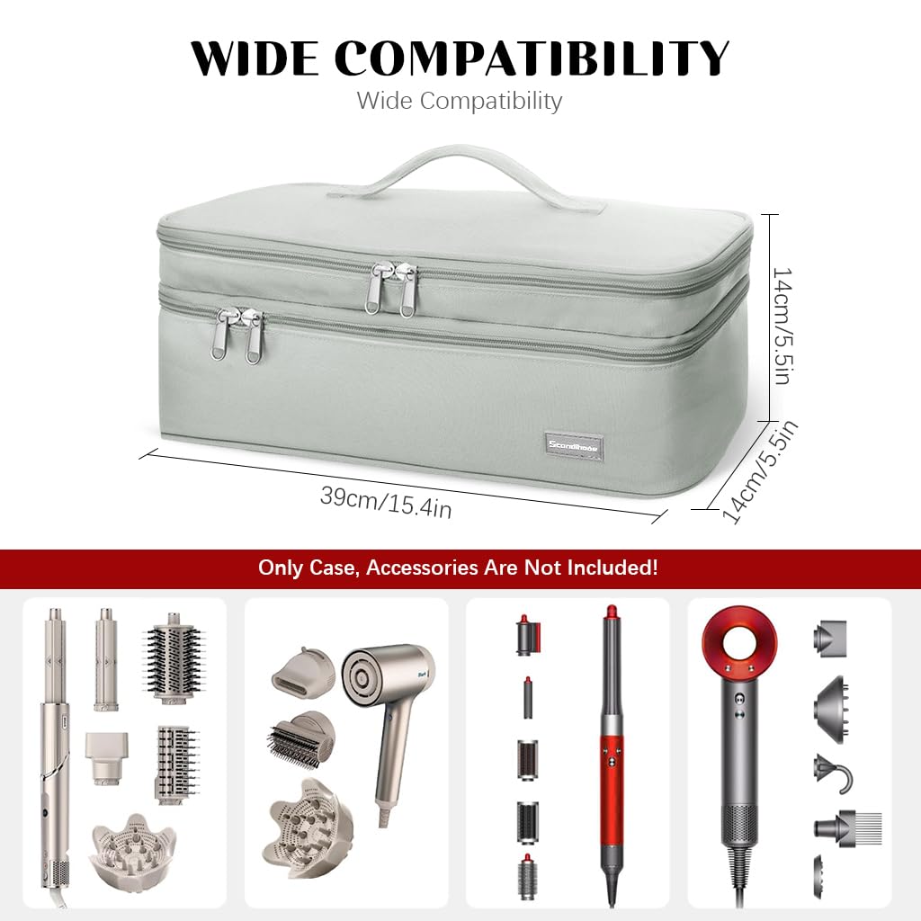 MAYCREATE Travel Carrying Case for Dyson Airwrap and Flexstyle with Double Layer 40x14x15cm Grey
