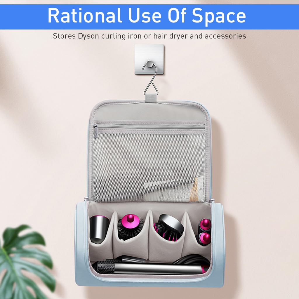 MAYCREATE Travel Storage Bag for Dyson Airwrap featuring Five Compartments and PU Material | Portable Organizer with Hanging Hook