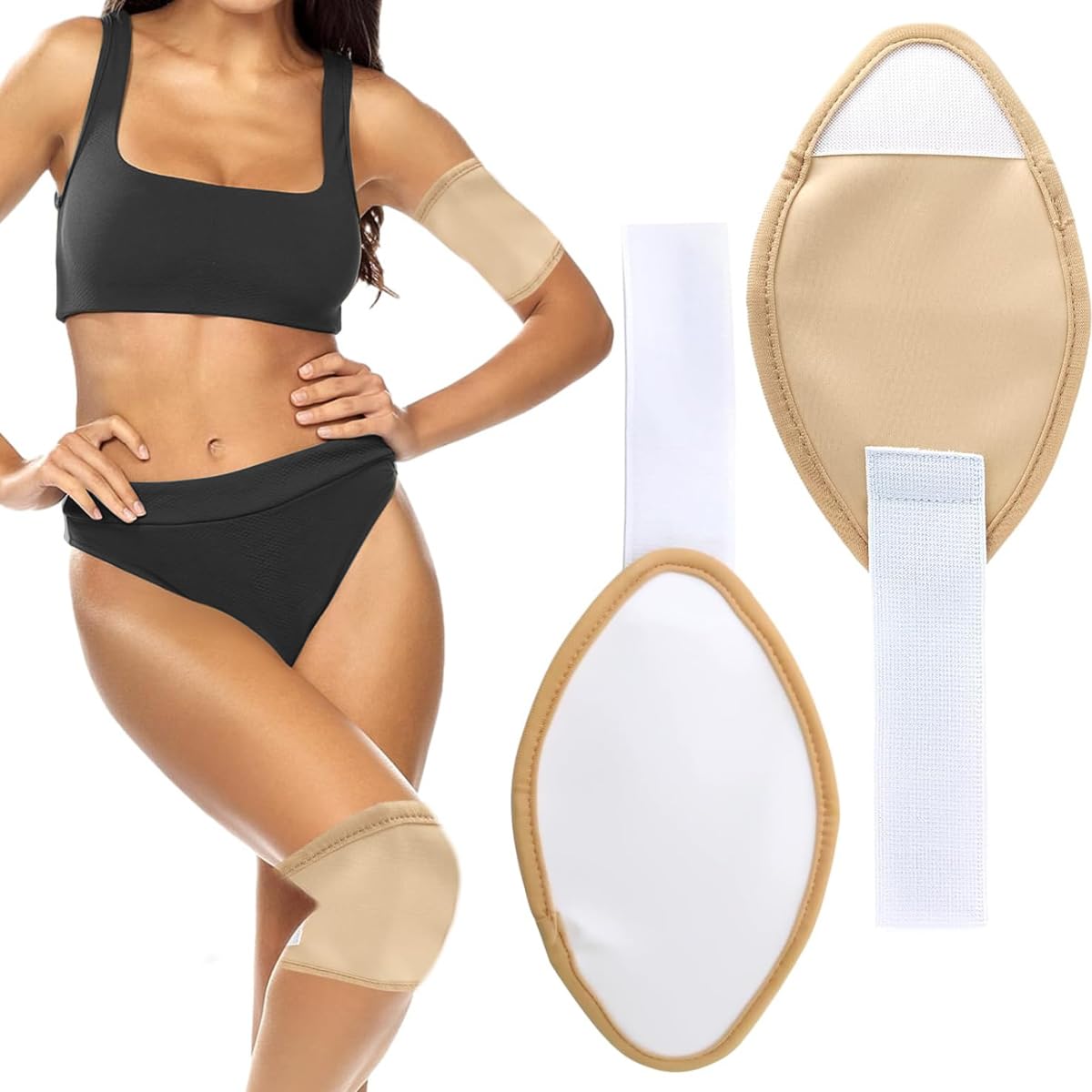 MAYCREATE 2pcs Castor Oil Pack for Knee, Castor Oil Pack Wrap for Knee Castor Oil Pack with Adjustable Elastic Strap, Reusable Breathable Cotton Castor Oil Compress Pads for Calf, Knees, Arm, Leg